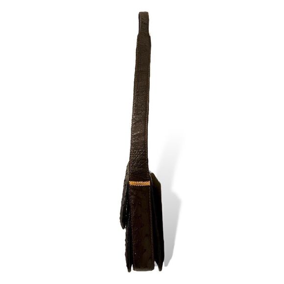 GUCCI Circa 60’s Brown Ostrich leather & Braided Gold Hardware Shoulder Bag - Picture 11 of 15